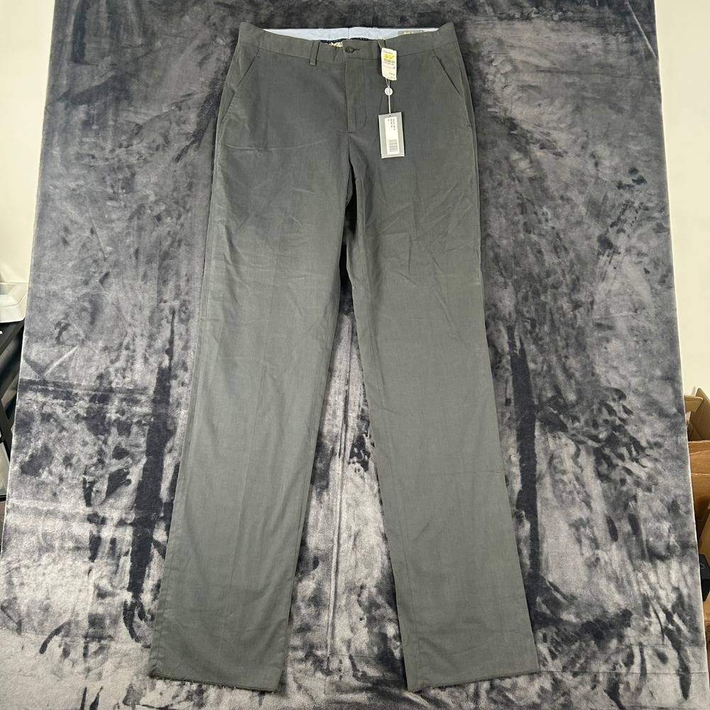 Bobby Jones Trophy Pants Mens 34 Gray Cotton Blend Stretch Made in Italy NWT